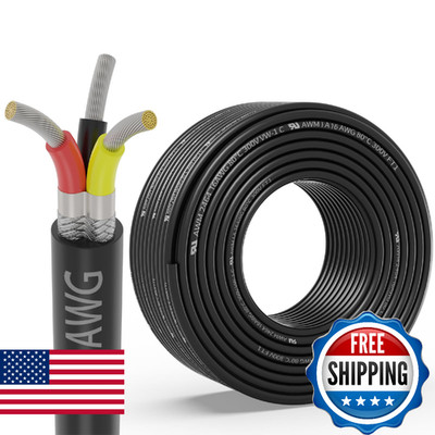 16 AWG 3 Conductor Shielded Wire Cable 25FT UL2464 Tinned Copper