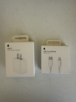 Original Apple 20W Charger USB-C Power Adapter/Cable - iPhone, 12 13 14 iPad 8 9