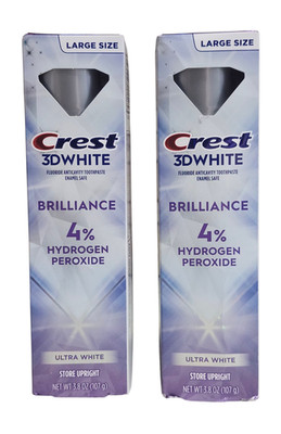NEW 2 Crest 3D White Brilliance Whiter Teeth Toothpaste Ultra White, 3.8 oz
