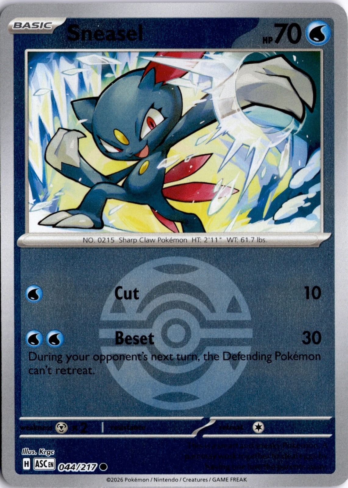 Sneasel (Dusk Ball) 044/217 ME: Ascended Heroes Pokémon Card TCG