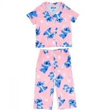 Lilo and Stitch Floral Poses Youth 2-Piece Pajamas Pink