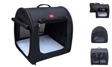 Fabric Portable Pet Kennel/Shelter, Single 20"x20"x19.5" - Car Seat-Belt Black