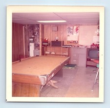 Old Vintage Square Color Photo ANTIQUE TV BILLIARD POOL TABLE FILE CABINET