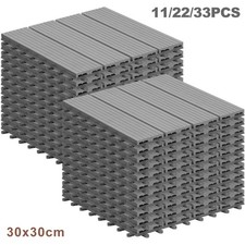 11-22pcs PVC Deck Tiles Garden Patio Balcony Outdoor Interlocking Decking Floors