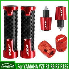 1Set CNC Handlebar Grips Handle Bar End Cap Tire Valve For YAMAHA YZF R1 R6 R7