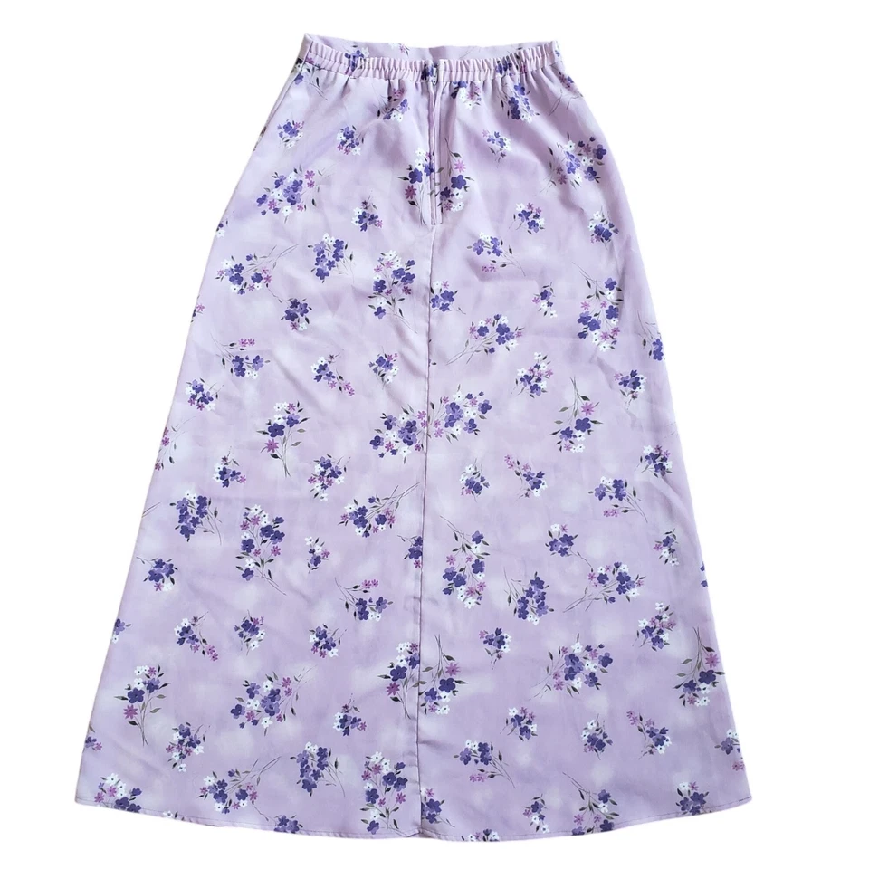 Falda midi floral púrpura pastel vintage años 90 diseño Paul Harris Fairy Grunge Foto 2 de 4