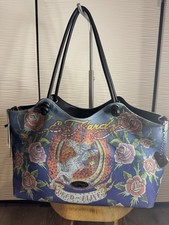 Ed Hardy Lg Hobo Bag Dead Or Alive Rhinestone Horse Skeleton Flowers Tattoo NWT