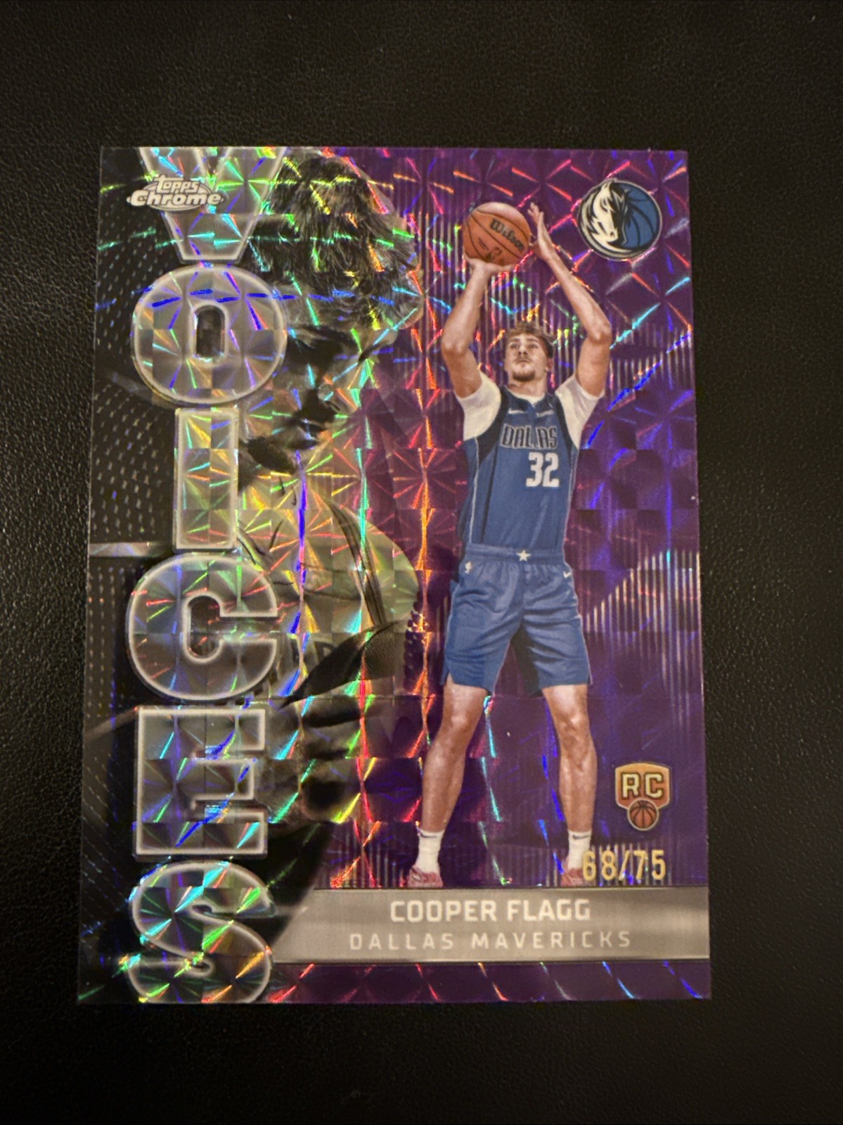 2025-26 Topps Chrome Cooper Flagg Rookie Voices Purple Geometric Refractor #/75