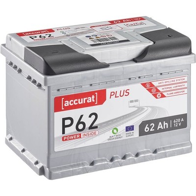Accurat Plus Autobatterie 62Ah 12V Starterbatterie statt 60Ah 61Ah KFZ Batterie