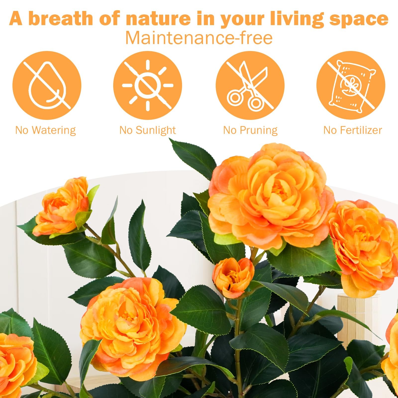 2FT Artificial Camellia Tree, Small Fake Tree for Outdoor Indoor, Plastic Pot...