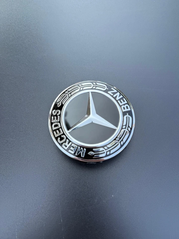 Fit For Mercedes Benz C E S Wheel Center Caps Emblem Black Rim Hub Cover Badge Foto 4 de 4