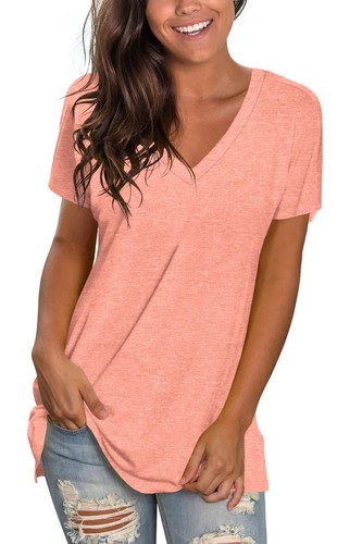 T Shirts for Women Plain V Neck Short Sleeve Tops Spring Blouses for Junior C...