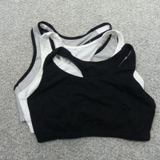 Fruit Of The Loom Sports Bra Women 36 Black Gray White Pullover Racerback 3 Pack
