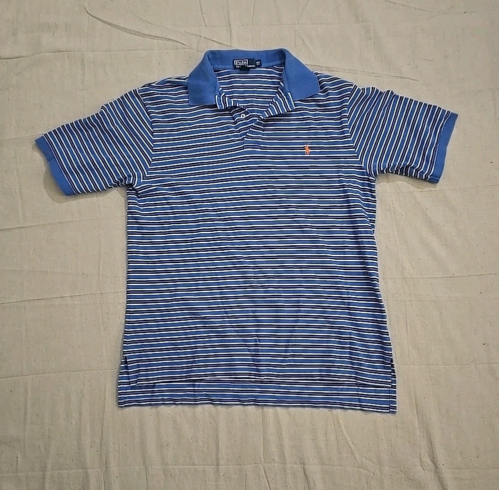 Polo Ralph Lauren vintage camicia uomo XLT ALTA blu a righe pony polo