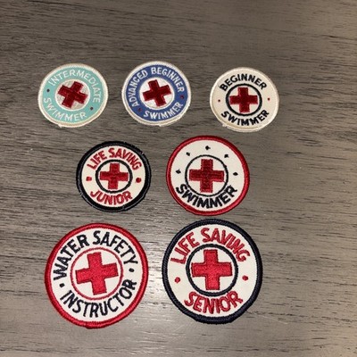 Lot Of 7 American Red Cross Swimmer Beginner Advanced Swimming Patches