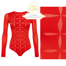 ANNIVERSARY STRING BODY Wolford cherry rot M Medium Langarm Transparent Design