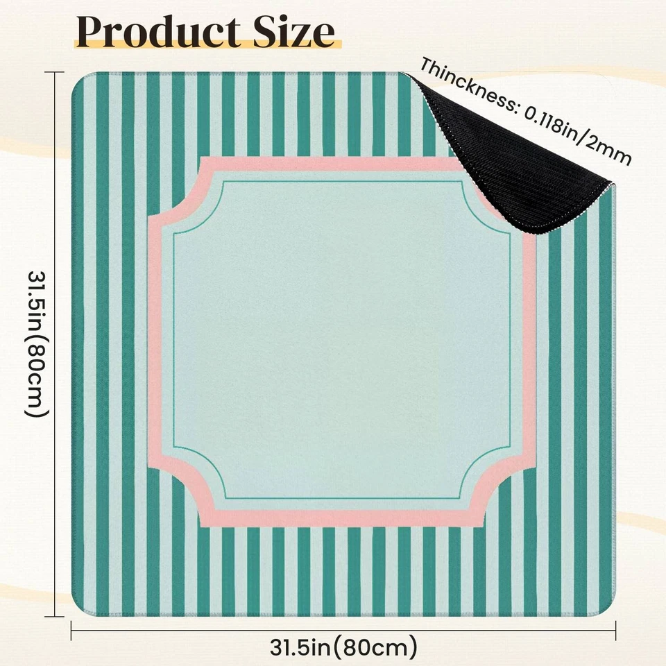 Green Mahjong Table Mat Non Slip Pink Striped Game Board with Storage Women Gift - Image 2 of 4