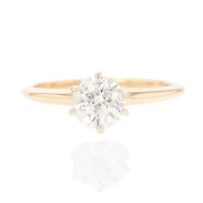 IGI 1.04ct Round Cut Diamond Solitaire Engagement Ring 14k Yellow Gold Size 7
