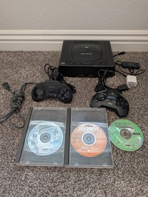 Sega Saturn Console MK-80000 Tested COMPLETE Two Controllers Three Games HDMI