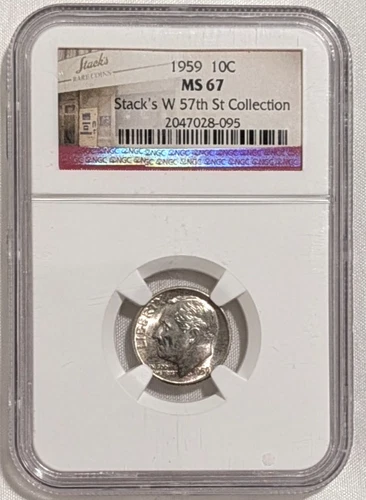 1959 P NGC MS67 Uncirculated Roosevelt Dime Gem BU Bright and Lustrous