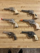 Vintage Lot of 6 Toy Cap Gun Pistols, Revolvers, Various Makes