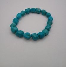 Mens Turquoise Natural Nugget Stone Stretched Bracelet Size 6.5