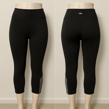 Champion Duo Dry Cropped Leggings Black  Gray Color Block, Mid Rise, Size Large