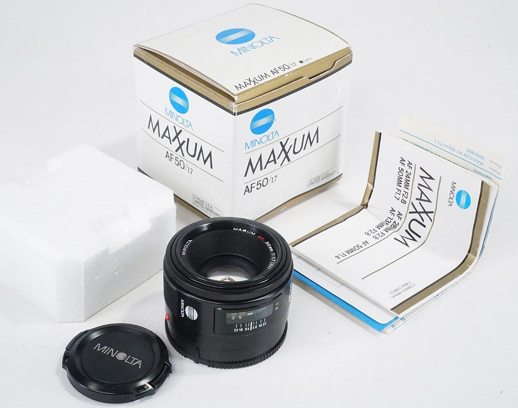Minolta Maxxum 50mm Focal Camera Lenses f/1.7 Maximum Aperture for