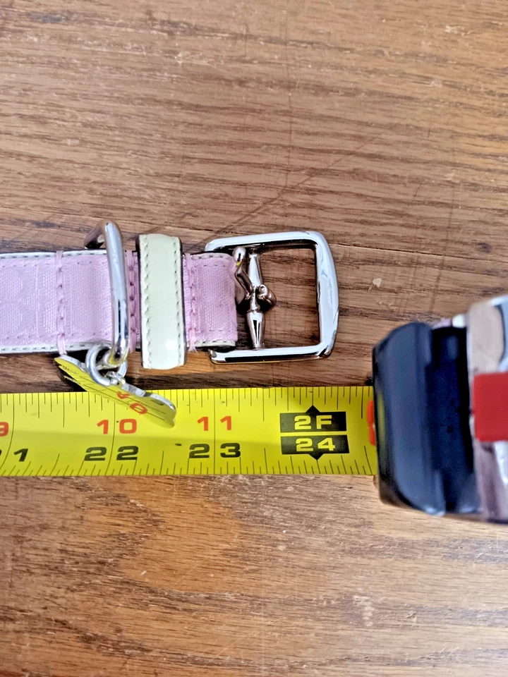 ТРЕНЕР БЕЛЫЙ КОЖАНЫЙ РОЗОВЫЙ ЖАККАРДОВЫЙ ПОДПИСЬ C СОБАКИ ДОМАШНЕГО ЖИВОТНОГО ВОРОТНИК 60364 БОЛЬШОЙ - Изображение 3 из 4