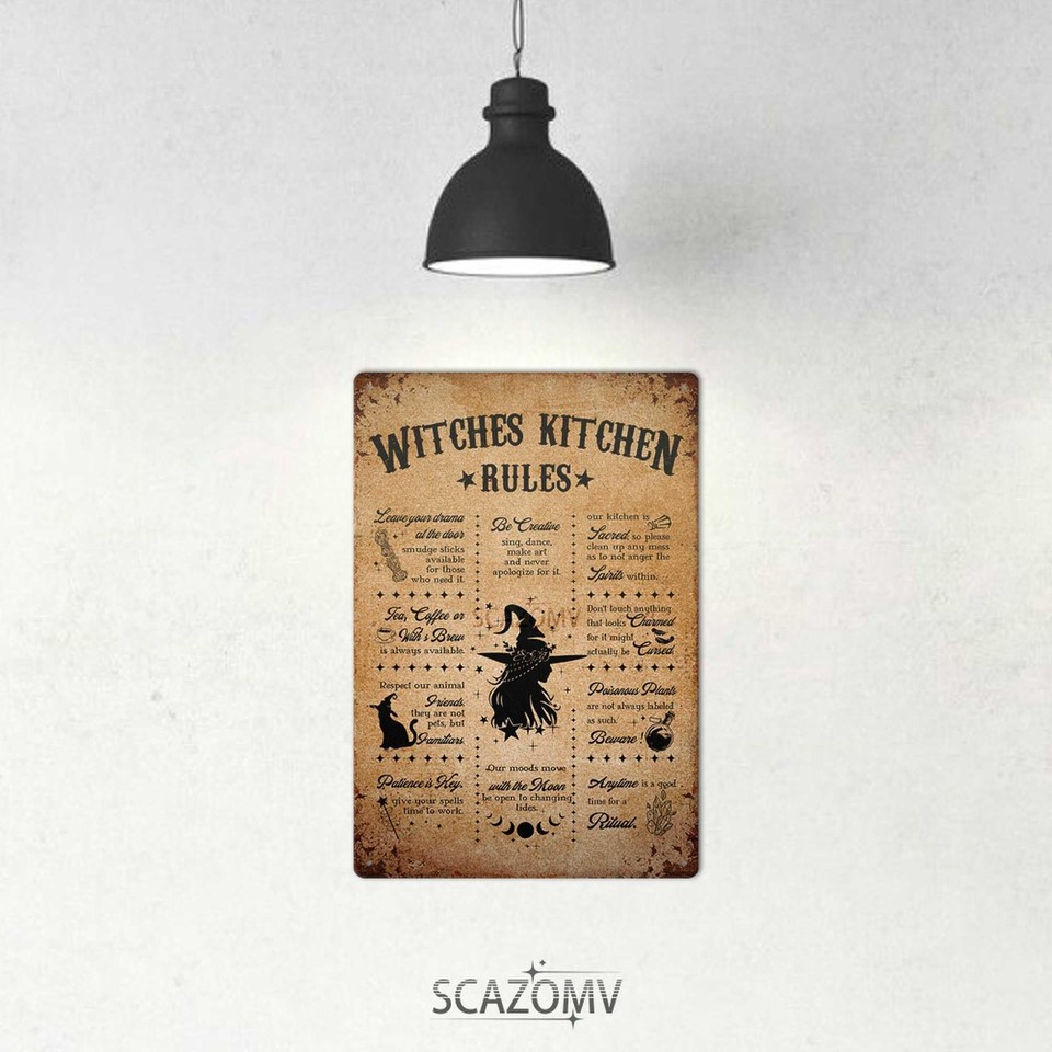 Witches Kitchen Rules Metal Tin Signs Vintage Witches Kitchen Decor