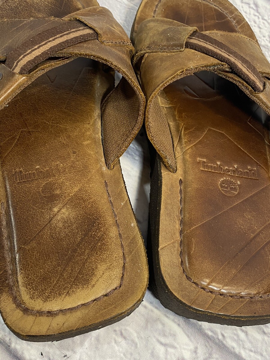 Mens Size 8 timberland Brown Leather Flip Flop Sandals Shoes  display picture 3