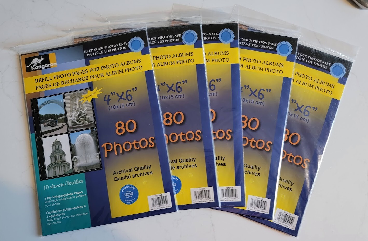 Photo Album Archival Quality Refill sheets 4x6 4up Case of 5 packs of