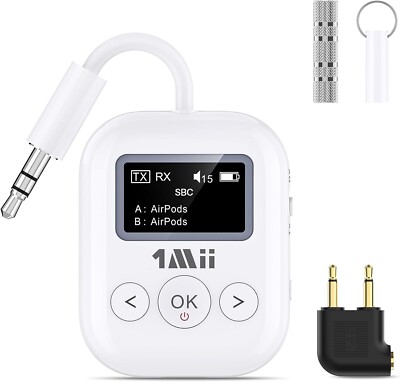 1Mii SafeFly Min+ Bluetooth Transmitter Empfänger 3,5 mm unterstützt 2 Kopfhörer