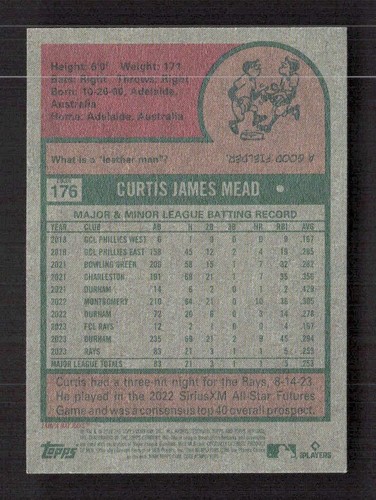 2024 Topps Heritage MINI Curtis Mead RC 176 Color Variation SP - Picture 2 of 2