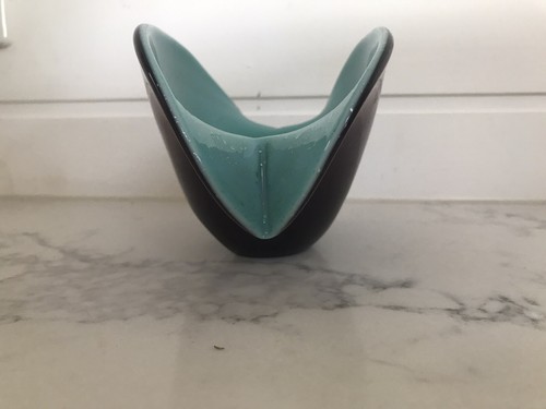 VINTAGE MURANO BIOMORPHIC AMETHYST & TURQUOISE CLAM VASE BYSEGUSO DALLA VENEZIA - Picture 7 of 16
