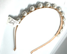 Metal Headband with Pearls Rhinestones Rose Gold