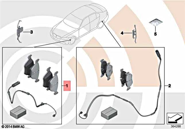 Genuine BMW F45 218i SET OF BRAKE PADS WITH WEAR SENSORS VALUE 