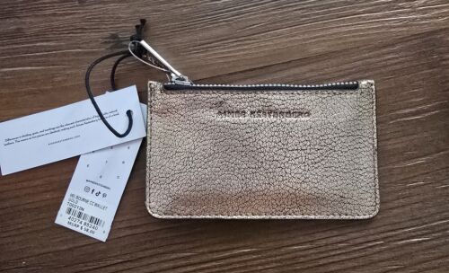 NWT AIMEE KESTENBERG MELBOURNE TOP ZIP CC WALLET CASE GENUINE LEATHER GOLD $58