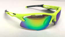 NEW Foster Grant IRONMAN IronFlex IF 1802 YEL MIR Neon Mens Wrap Sunglasses