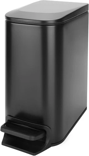 Small Bathroom Trash Can with Lid Soft Close, Step Pedal, 6 Liter /1.6 Stainless