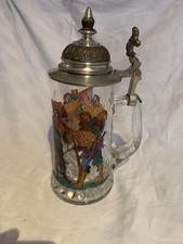 bierkrug mit zinndeckel glas