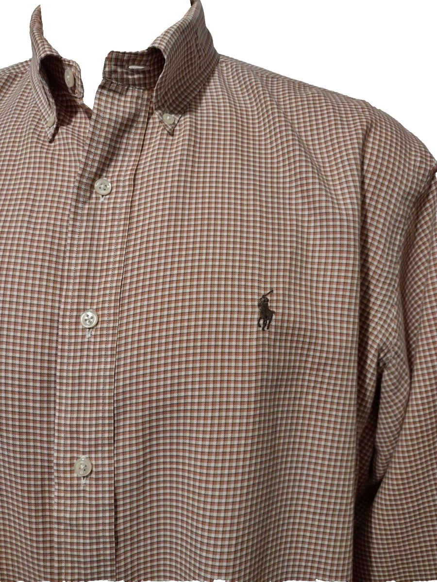 Flannel Shirt Brown Checkered Dress Shirt Polo Ralph Lauren Ralph Lauren  Plaid Cotton Shirt, Little Boys