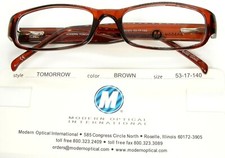 NEW MODERN OPTICAL TOMORROW BROWN EYEGLASSES GLASSES PLASTIC FRAME 53-17-140mm