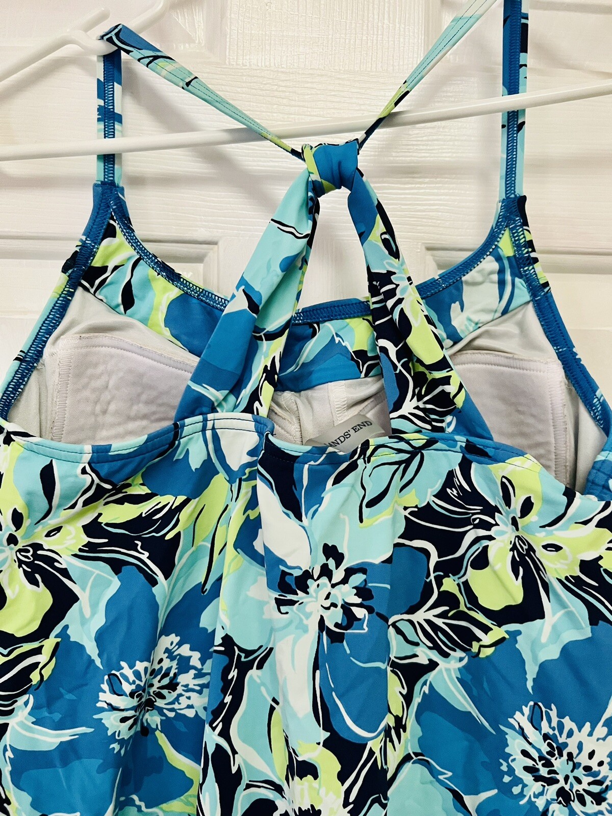 Lands End blouson tankini swim top tank bright blue f… Gem