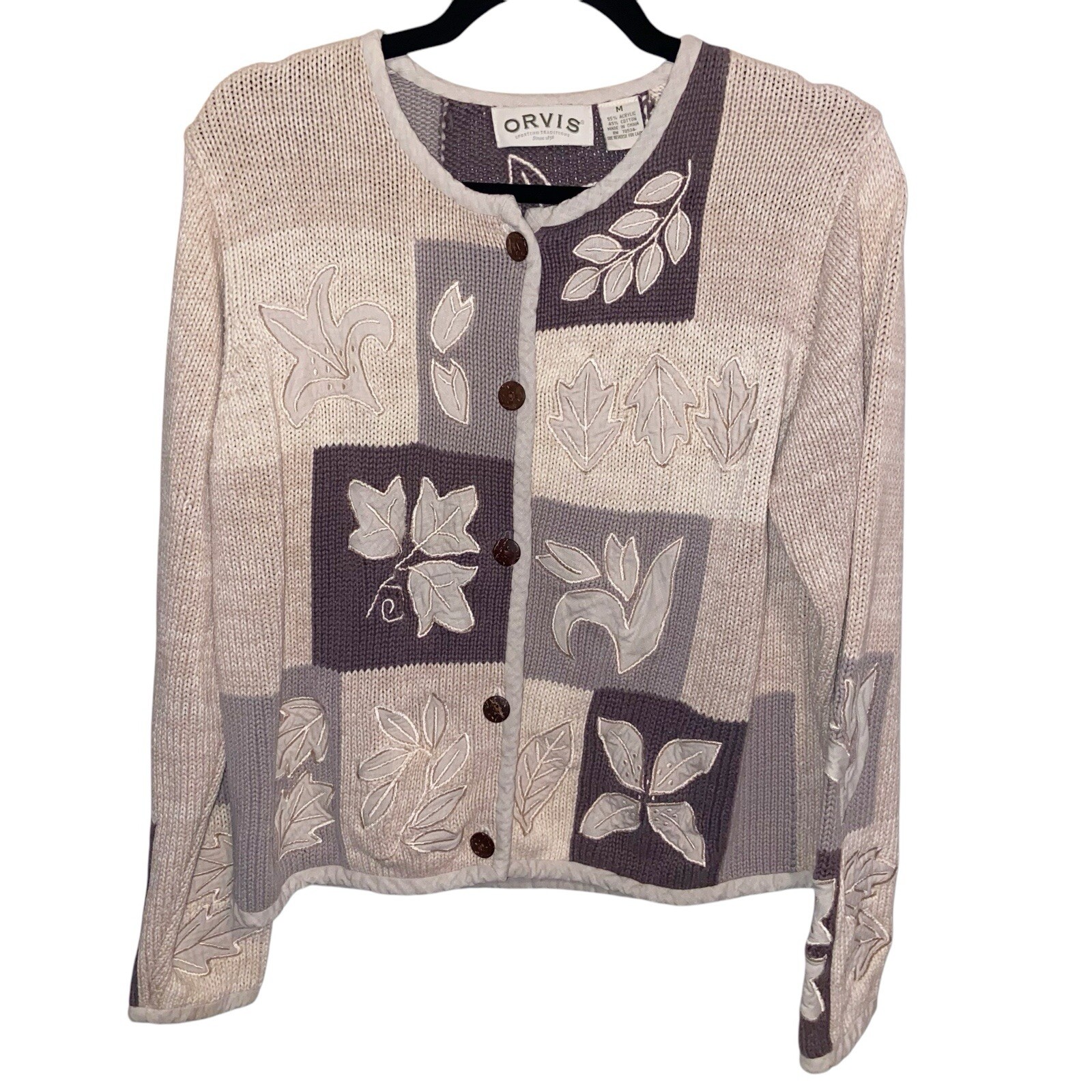 Orvis Sweater Womens Medium Patchwork Cardigan Vi… - image 1