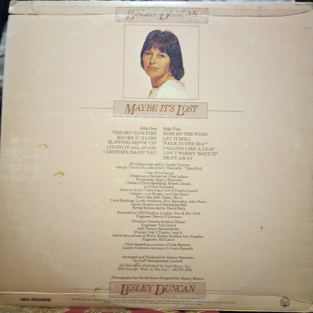 レスリー・ダンカン メイビー・イッツ・ロスト LESLEY DUNCAN LESLEY DUNCAN – Maybe It's Lost LP - MCA Records – MCA-2274 Record