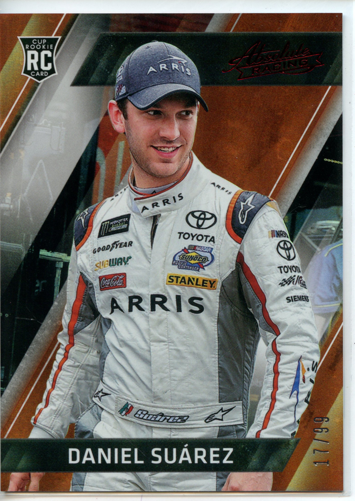 2017 Panini Absolute Racing NASCAR RED Parallel #71 Daniel Suarez RC #17/99