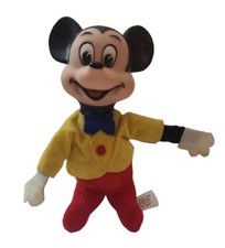 Vintage Disney Mickey Mouse Vinyl Plush Rubber Face 6 Inch Made In Japan 1960s
