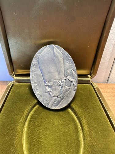 Antica medaglia Papa in argento con scatola originale argento - Foto 4 di 21
