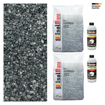 Steinteppich SET Carnico 4-8mm Marmorkies 50kg + PU-Bindemittel Set für 5m²